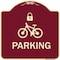 Signmission Parking With Cycle and Lock Symbol Heavy-Gauge Aluminum Architectural Sign, 18" x 18", BU-1818-23476 A-DES-BU-1818-23476 - alternate 1